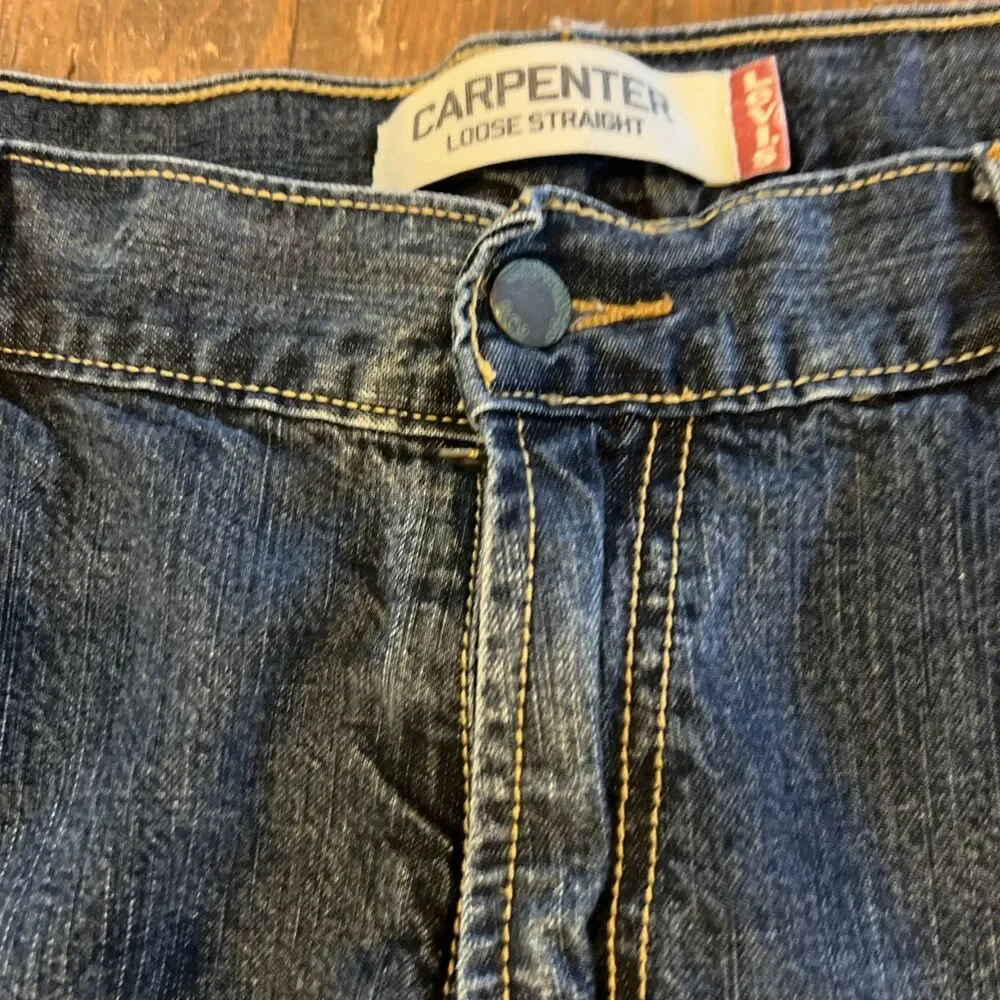 Vintage Levis Jeans Mens 36x32 Carpenter Loose Straight Blue Y2K Baggy Workwear